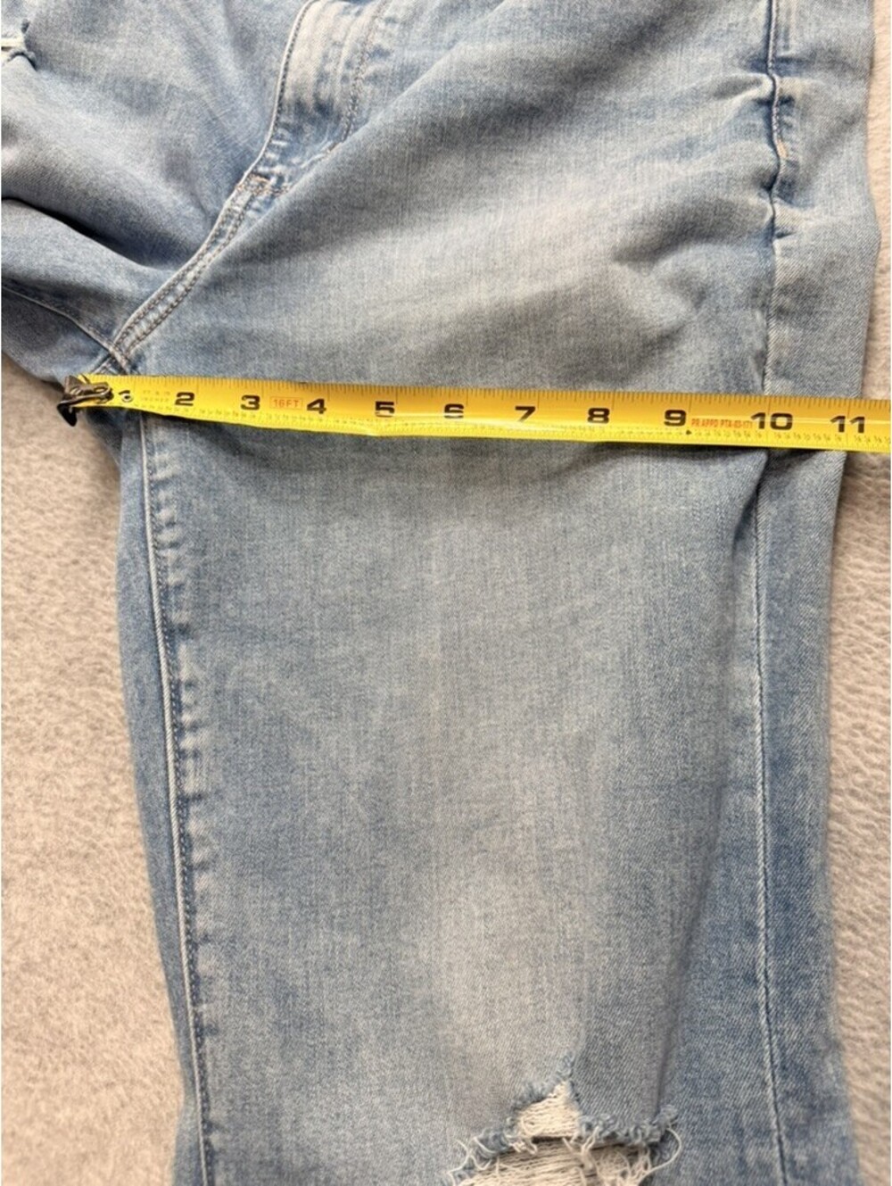 American Eagle Womens Flare Jeans Distressed Ripped 14 Light Wash Raw Hem - Picture 4 of 12